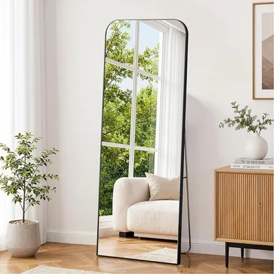 Imagen del producto de Espejo de cuerpo entero de 142x53 cm, espejo de pie de vidrio templado, espejo de pie de cuerpo entero, espejo de pared para dormitorio, salón, vestidor, color