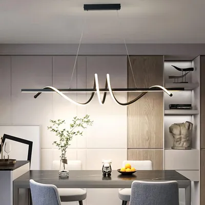 Produktbild von JDONG LED-Pendelleuchte, 90cm Schwarze Spirale Pendelleuchte, Höhenverstellbar Metallrahmen Hängelampe, Steuerung über Fernbedienung für Esszimmer