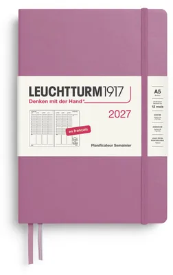 Obrázok produktu pre Plánovač LEUCHTTURM1917 na týždeň, rok 2027, formát stredný (A5) – farba: svetloružová, rozmer: 210 x 14