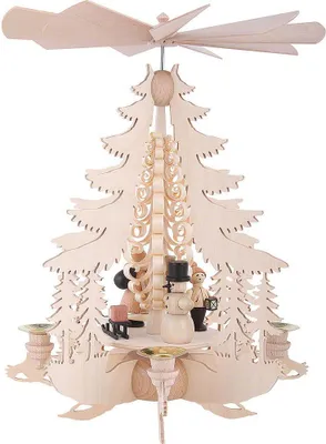 Produktbild von 1-stöckige Pyramide mit Weihnachtsfiguren (35cm) von Kunstgewerbe Taulin