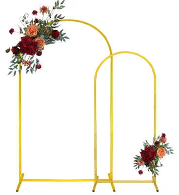 2er-Set Metallbogen-Hintergrundständer, gold, 15 cm, für Feiern