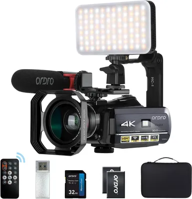 Immagine prodotto di Videocamera 4K - Videocamera - Videocamera per vlog - Videocamera HD - Fotocamera 4K - Videocamera con visione notturna a infrarossi