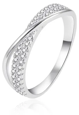 Immagine prodotto di Elegante anello in argento con zirconi AGT-R19W - Circonferenza: 54 mm.