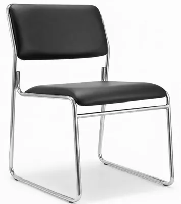 Produktbild von Schwarzer Seminarstuhl mit Metallgestell und gepolsterter Sitzfläche