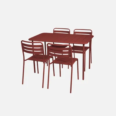 Produktbild von sweeek - Gartentisch + 4 Stühle aus Stahl - Siena