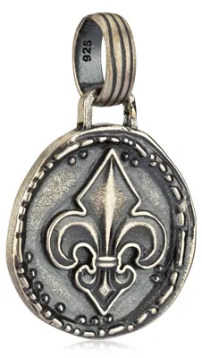 Produktbild von NKlaus Fleur-de-Lys-Kettenanhänger aus 925 Silber, oxidiert, Ø18mm