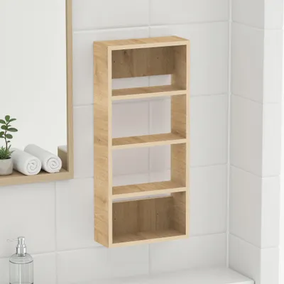 Produktbild von Decortie Rafina Badezimmerschrank Wandmontage, 4 Ebenen, 40x15x90 cm, Eiche