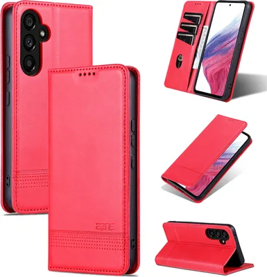 Immagine prodotto di Custodia in pelle per Samsung Galaxy A55 5G, custodia pieghevole a portafoglio con chiusura magnetica e supporto Rosa