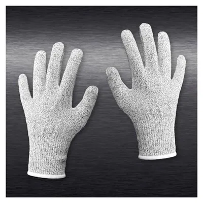 Produktbild von Schnittschutzhandschuhe aus Edelstahl-Drahtgewebe, EN388  | Für Küche, Garten und Werkstatt | Rutschfest und bequem | Unisex – 1 Paar grau