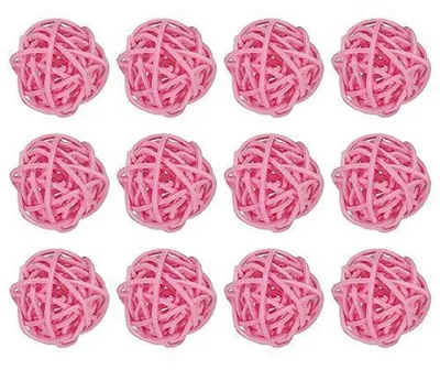 Produktbild von Dekokugeln Rattan 12 Stück 3 cm Rosa Korbweide für Vasenfüllung & Vogelspielzeug