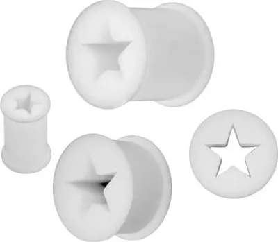 Produktbild von Ohr Flesh Flared Silikon Weiss Tunnel Piercing Stern - VPLF-ST-WH.6mm