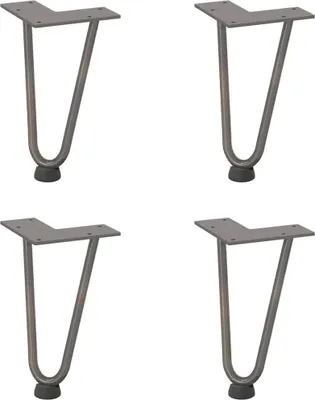 Image de vidaXL Pieds en épingle à cheveux pour table basse 4 pcs. Acier naturel 20 cm massif