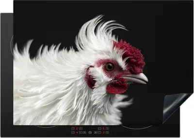Produktbild von KitchenYeah© Herdabdeckplatte Huhn - Vogel - Schwarz , 75x52cm, Küche Deko, Glaskeramikkochfeld Herdabdeckung, Abdeckplatte fùr Kochfeld