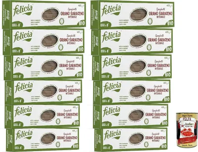Produktbild von Felicia, Pasta Spaghetti di Grano Saraceno Integrale, Vollkornnudel, reiche Quelle für Ballaststoffe und Mineralsalze, 12x 340g+Polpa 400g