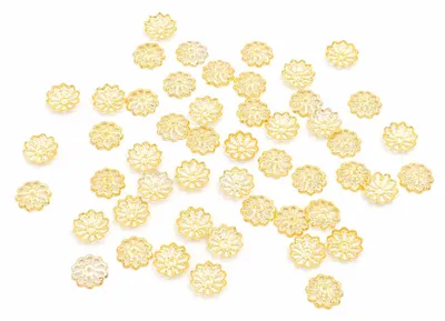 Produktbild von Vintageparts 50 goldfarbene Perlkappen rund, 8 mm