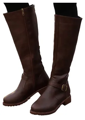Immagine prodotto di Elzusha - Stivali alti fino al ginocchio da donna, con zip, stile vintage casual