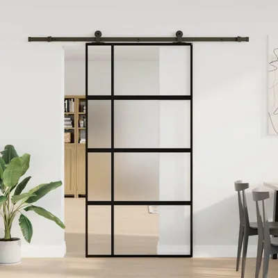 Produktbild von vidaXL Schiebetür mit Beschlag 102,5x205 cm Hartglas und Aluminium
