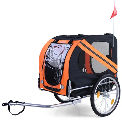 Fahrrad Anhänger / Hunde Anhänger klappbar bis 40Kg Orange Schwarz Top Qualität – Produktansicht