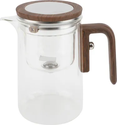Obrázek produktu pro Skleněná konvice na čaj se sítkem 800 ml Čirá konvice na čaj s dřevěnou rukojetí Bezpečné víko Magnetický spínač