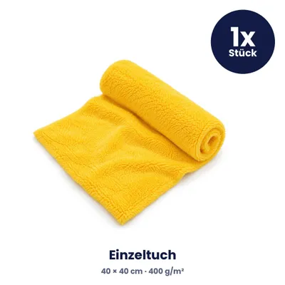 Produktbild von Mikrofasertuch Auto Korallenfleece 40 x 40 cm, 400 g/m² – weiches Poliertuch & Trockentuch für Lack, Scheiben & Innenraum – Gelb, 1 Stück