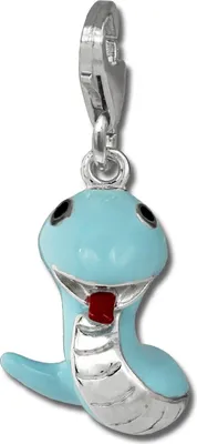 Produktbild von SilberDream Charm Anhänger funny Snake blau 925er Silber Emaille FC870H