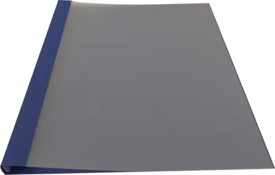 Produktbild von POV Premium Thermobindemappen, 270g/m², Lederstruktur, dunkelblau, satinierte Folie, 5 mm (für 41 - 50 Blatt 80g/m² Papier)