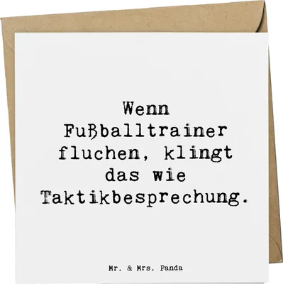 Produktbild von Mr. & Mrs. Panda Grußkarte Spruch Fußballtrainer Taktik - Weiß - Geschenk, Berufsliebe, Leidenschaft, Beruf, Fußball, Berufsprodukte, Glückwunschkarte, doppelkarte