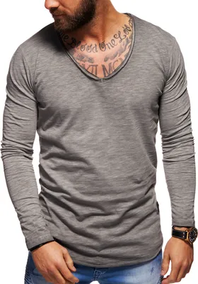 Produktbild von Style-Division Herren Longsleeve SDJOLIET Basic V-Neck im Oversize-Look