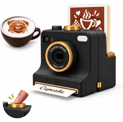 Produktbild von Latte Art Schablone, Latte Art Kamera mit Puderstreuer, Kaffee Zubehör für Cappuccino, Latte und Heiße Schokolade
