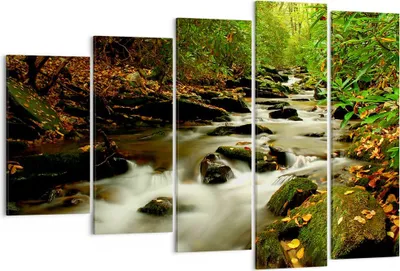 Produktbild von Bild auf Leinwand - Leinwandbild - Bäume Strom Felsen - 150x100cm - Wand Bild - Wanddeko - Leinwanddruck - Bilder - Kunstdruck - Wanddekoration - Leinwand bilder - Wandkunst - EG150x100-0152