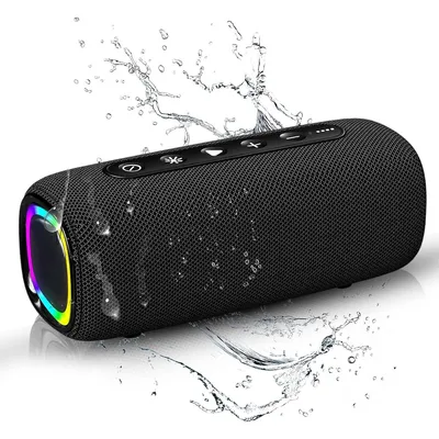 Produktbild von Tragbarer Bluetooth-Lautsprecher, Musikbox,wasserdicht, bis zu 25 Stunden Wiedergabezeit, LED-Beleuchtung, TWS-Kopplung, BT5.3, für Zuhause/Partys