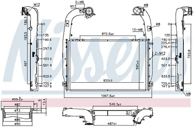 Produktbild von NISSENS Ladeluftkühler 97084 luftgekühlt 920x592x64mm
