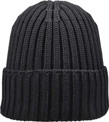 Produktbild von tomBrook Uni Strickmütze mit Umschlag aus 100% Schurwolle - Wintermütze Strick für Sie und Ihn in Schwarz
