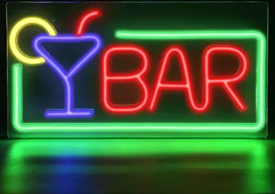 Zdjęcie produktu dla Oświetlenie NEON LED, dekoracyjne oświetlenie ścienne, BAR zielony niebieski czerwony, ok. 42 x 22 x 2 cm