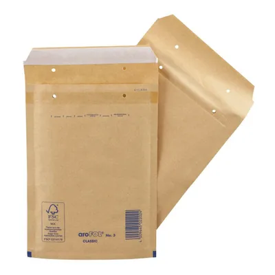 Produktbild von Luftpolsterversandtaschen "Braun" Typ C | Größe 3 DIN A5 Innenmaß: 145 x 215 mm Außenmaß: 170 x 225 mm + 50 mm Klappe