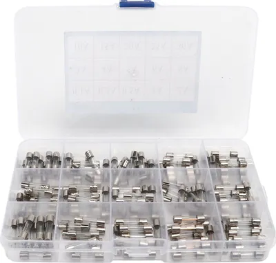 Obrázok produktu pre 150 ks sklenených poistkových trubíc 0.1A?30A 15 typov 5x20mm Súprava sortimentu pre ochranu obvodov