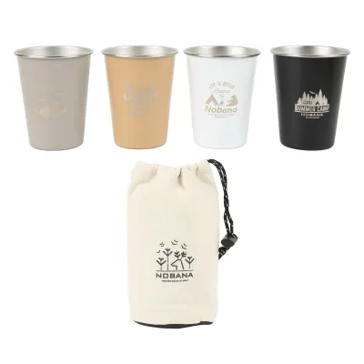Zdjęcie produktu dla 4-częściowy zestaw kubków kempingowych, 350 ml, stal nierdzewna 304, wysoka twardość, niewielka waga, 4 kolory, kubek do picia w podróży, na pikniku, w stylu dzikiej przyrody