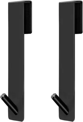Produktbild von 2 Stück Duschhaken - Duschwandhaken ohne Bohren - Haken für Duschkabine - 17,8 cm - für Glas bis 12 mm - Badezimmerhaken - Schwarz