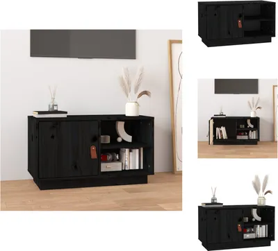 Produktbild von vidaXL TV-Schrank Schwarz 70x34x40 cm Massivholz Kiefer -  TV-Möbel