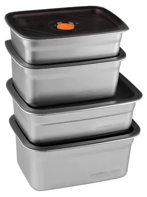 Zdjęcie produktu dla Pojemniki na żywność stalowe zestaw 4 szt lunchbox bento do lodówki