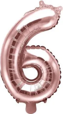 Image de Ballon de baudruche Numéro '6', 35cm, or rose
