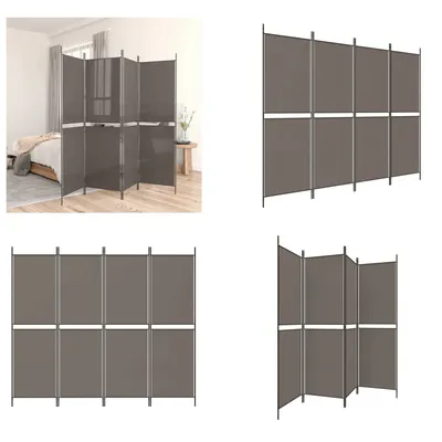 Produktbild von vidaXL 4 tlg. Paravent Anthrazit 200x220 cm Stoff - Raumteiler - Paravent - Raumtrenner - Trennwand
