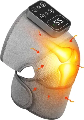 Productafbeelding van Knieontlastingsapparaat 3-in-1: kniemassageapparaat, kniewarmers met 5 verwarmingszones en 3 massagefuncties, draadloze, verwarmde knieband, oplaadbaar