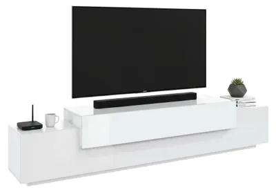 Produktbild von Fernsehschrank Nico,  100 %  Italy,  cm 240x45h52,  glänzendes und mattes Weiß,