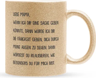 Produktbild von 22Feels Glitzertasse Gold Mama Geschenk Muttertag Mutter Geburtstag Kaffeetasse Frauen Weihnachten Haferl Geschenkidee Bürotasse