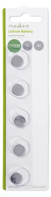 Image de Pile bouton lithium CR1220 | 3 V DC | 5-Blister | Argent