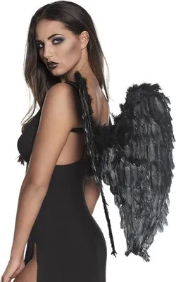 Produktbild von Flügel Federn Engel Gefaltet Schwarz (65 x 65 cm)
