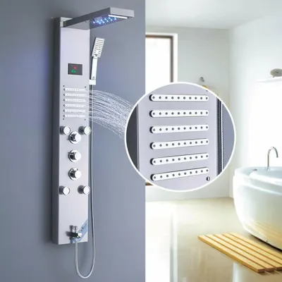 Produktbild von LED Edelstahl Duschpaneel Wasserfall Duschset Regendusche Massage Duscharmatur