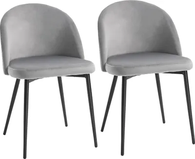 Produktbild von HOMCOM 2er-Set Esszimmerstühle Küchenstühle Polsterstuhl Design Stuhl mit Rückenlehne Polstersessel Sessel Samt Metallbeine Grau 49x50x77cm