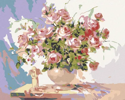Image de Zuty - Peinture par numéros - PETIT ANGE ET ROSES, 40 x 50 cm, sans cadre et sans toile tendue